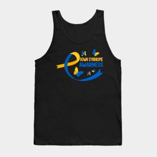 World Down Syndrome Socks T21 Blue And Yellow Ribbon Tank Top